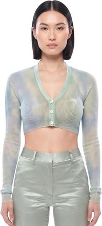 Off-white Sky Blue V Neck Short Cardigan