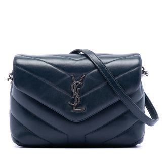Saint Laurent Pre-owned Womens Toy Matelasse Calfskin Monogram Loulou Crossbody - Dark Blue Leather - One Size