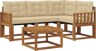 vidaXL Conjunto De Sof&aacute;s De Exterior 5 Uds. Natural Y Beige Vidaxl