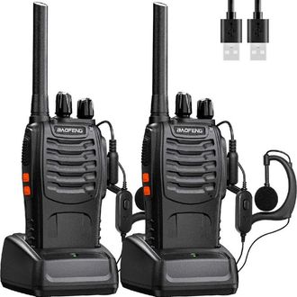 OEM Talkie Walkie - 16 Canales Pmr - Alcance Hasta 10 Km - Bater&iacute;a Litio 1500 Mah Recargable - Auricular Incluido - Pack De 2