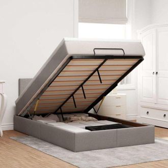 vidaXL Estructura De Cama Otomana Colch&oacute;n Tela Gris Pardo 120x200cm Vidaxl