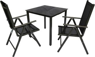 ebuy24 Vcm 3 Piezas Conjunto De Muebles De Jard&iacute;n Grupo De Asientos Grupo De Comedor 1xmesa, 2x Sillas Mesa Dimensiones Aprox. Al. 76 X An. 80 X P. 80 Cm Sil