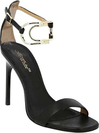 Off-white Black Leather Ankle Strap Heels