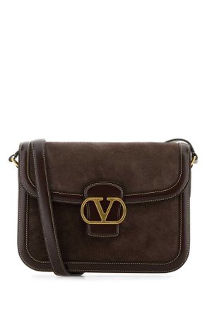 Valentino Garavani Brown Suede And Leather 9 To5 Shoulder Bag