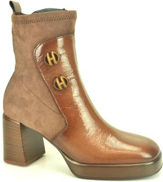 Hispanitas Kant Botje Enkellaars - Dames - Laarzen met Hak - Bruin - 39 EU - Schoenen
