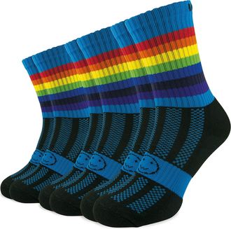 Wackysox 3 for 2 Pairs Rainbow Calf Length Socks for Men and Women - Walking, Sports, Fitness, Gym, Cycling, Running Socks