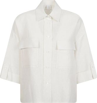 Eleventy Overhemden, Dames, Beige, M, Polyester, Shirt met klepzakken