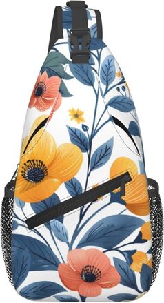 Generic Beautiful Wild Flower Chest Bag With Zipper Sling Bag Adjustable Crossbody Bags For Casual Women Cycling