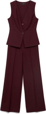 Mango Sleeveless Wide Leg Jumpsuit in Burgundy at Nordstrom Rack, Size X-Large