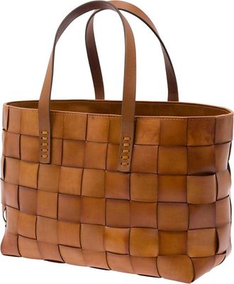 Dragon Diffusion Womens Shopper Bag, Beige Woven Leather Calf Tote Bags