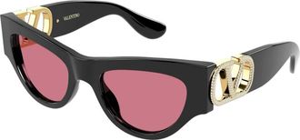 Valentino Cat Eye Zonnebril - Dames - Zonnebrillen - Zwart - 55 MM - Nylon - Accessoires