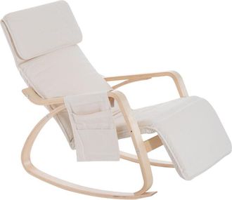 HOMCOM Homcom - Rocking Chair Recliner Armchair with Adjustable Footrest, Cream White
