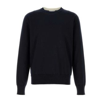 Jil Sander Round-neck Knitwear, male, Blue, Size: 2XL Cotton Sweater