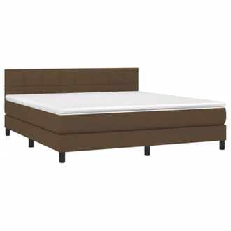 vidaXL Vidaxl - Cama Box Spring Colch&oacute;n Luces Led Tela Marr&oacute;n Oscuro 180x200cm