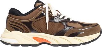 Heron Preston Su&egrave;de Low-Top Sneakers met Mesh Inzetstukken - Heren - Sneakers - Bruin - 45 EU - Su&egrave;de - Schoenen