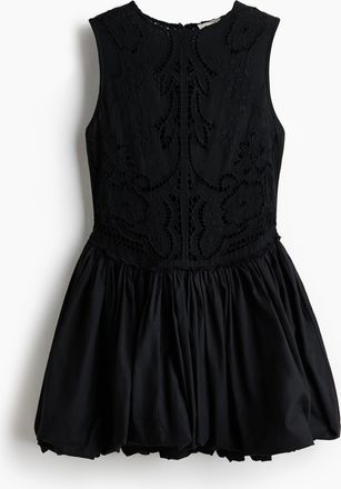 H&M Kleid aus Leinenmischgewebe mit Ballonsaum - Schwarz