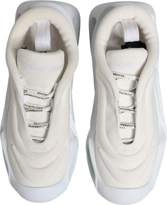 Dolce & Gabbana Womens White Slip On Wave Low Top Sneakers Shoes Polyester Viscose