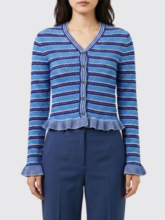 Ganni Cardigan a righe in cotone slim fit con scollo a V