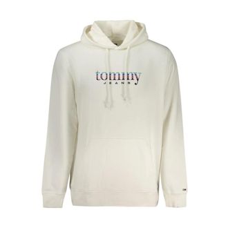 Tommy Hilfiger Hoodies, male, White, Size: 2XL Cotton Crewneck Sweatshirt with Ribbed Trims