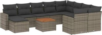 vidaXL Set De Sof&aacute;s De Jard&iacute;n 11 Pzas Y Cojines Rat&aacute;n Sint&eacute;tico Gris Vidaxl