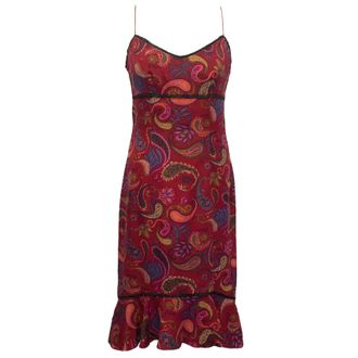 Nicole Miller red Paisley Print Silk Dress Size S