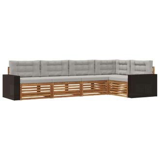 vidaXL Conjunto De Sof&aacute;s De Exterior 5 Pcs Natural Y Gris Claro Vidaxl