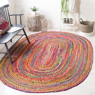 Safavieh Alfombra costero de yute rojo/multicolor, 152 x 244 cm