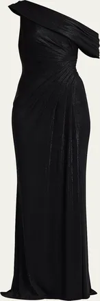 Tadashi Shoji Leary Draped One-Shoulder Gown