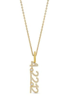 SHYMI Pav&eacute; Cubic Zirconia Date Pendant Necklace in Gold at Nordstrom