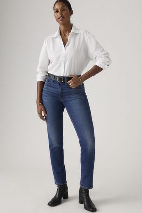 Levi's Vaqueros rectos de tiro alto 724 - Mujer - 23X30 - Lavado oscuro / Damaged Stats