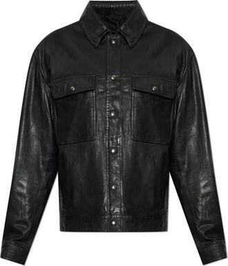 AllSaints Shelton Leren Jas - Heren - Leren en Su&egrave;de Jassen - Zwart - M - Leer - Jassen