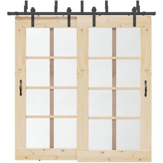 vidaXL Kit De Herrajes Para Puertas Correderas Acero Negro 213,5 Cm Vidaxl
