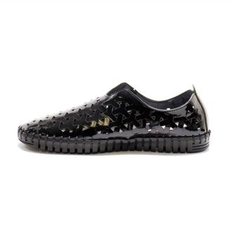 Eric Michael Womens Inez Leather Slip-On Flat Comfort Shoes In Black Patent