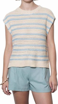 Greylin Solana Boxy Sweater Top In Ivory/blue