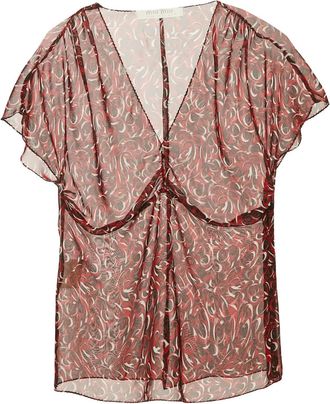 Miu Miu Top met ruches en print - Rood