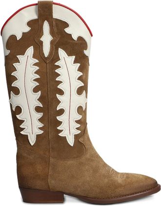 Gis&egrave;l moir&egrave; 30mm Kansas cowboy boots - Brown