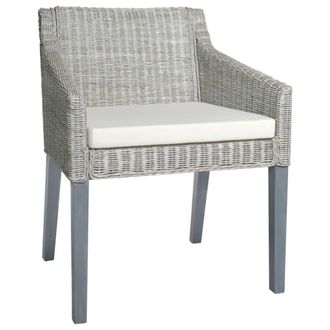 vidaXL Silla De Comedor Con Coj&iacute;n Rat&aacute;n Natural Gris Vidaxl