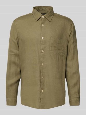 Marc O'Polo Regular Fit Leinenhemd mit aufgesetzter Brusttasche in Oliv, Gr&ouml;&szlig;e XL