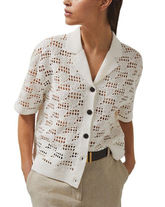 Reiss Fleur Crochet Cuban Shirt