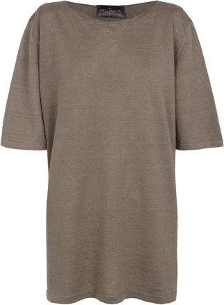 Cortana Oversized Unisex Linnen T-shirt - Heren - Ronde hals truien - Bruin - M - Linnen - Truien & Vesten