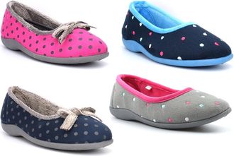 Generic Womens Memory Foam Slippers Size 4 Girls Carpet Slippers Size 6 Ladies Slip On Slipper Ballet Ballerina Slipper Bow Style Slip In Sizes 3-8 Blue/Grey/