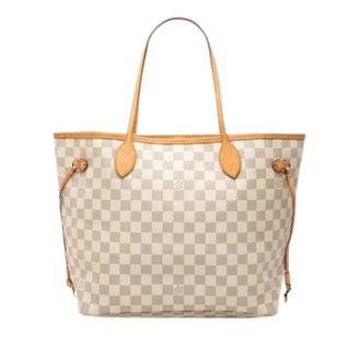 Louis Vuitton Pre-owned Tote Bags, female, White, Size: ONE SIZE Pre-owned Neverfull MM Damier Azur Tote Bag