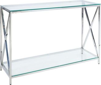 Beliani Beliani - Modern Console Table Stainless Steel Frame Glass Top Silver 120 x 40 cm Audet