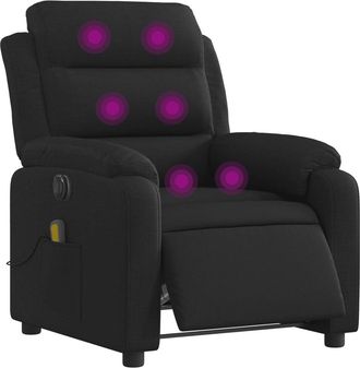 vidaXL Sill&oacute;n Reclinable De Masaje El&eacute;ctrico Tela Negro Vidaxl