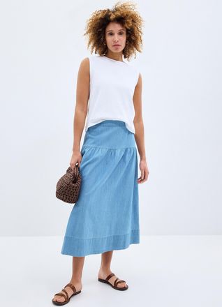 Contemporaine Womens Two-tiered light denim skirt