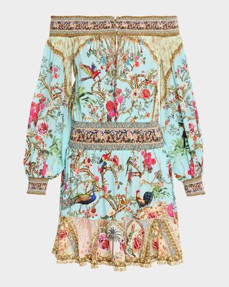 Camilla Sultans and Quees Silk Off-the-Shoulder Mini Dress