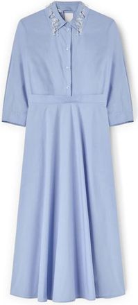 Motivi Shirtdress met juwelencol - Dames - Casual kleedjes - Blauw - L - Katoen - Kleedjes