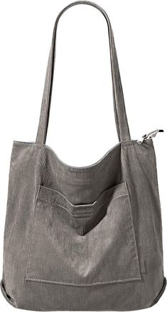 Generic Womens Corduroy Shoulder Bag, Hobo Tote Bag, Large Capacity Underarm Bag, Smooth Zipper Closure, Applies to Shopping and Everyday Use (Gray,43 * 10 * 