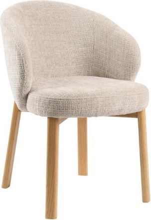 MID.YOU Mid.you Armlehnstuhl, Beige, Holz, Textil, Eiche, massiv, rund, 55.5x80.5x60 cm, FSC MIX, Holzm&ouml;bel, Sitzgelegenheiten Holz, Holzst&uuml;hle