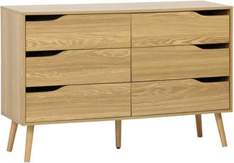 Sweeek Cómoda en acabado estilo nogal con 6 cajones, efecto fresno